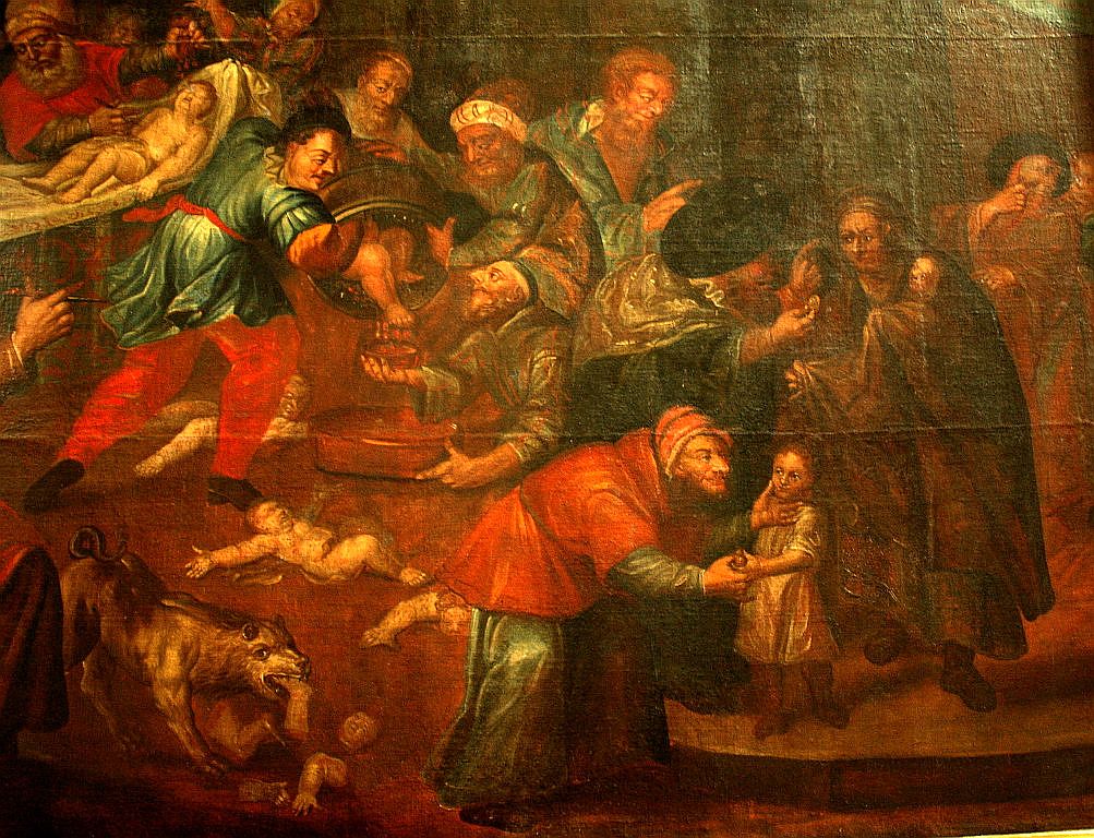 Obraz Karola de Prevot w katolickiej katedrze w Sandomierzu, przedstawiajacy rzekomy zydowski „mord rytualny”