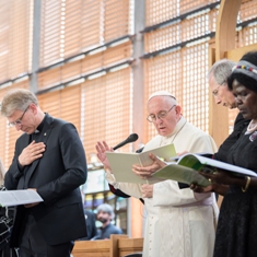 Papiez Franciszek w siedzibie Swiatowej Rady Kosciolow (fot. Albin Hillert/WCC)
